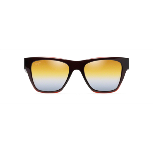 Maui Jim ekolu square sunglasses in brown red tan