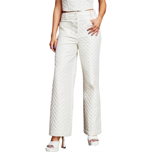 Royalty By Maluma womens quilted button fly wide leg pants