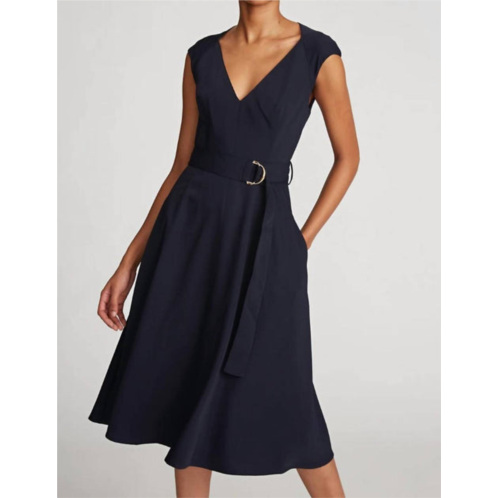 HALSTON HERITAGE shelbee dress in tech suiting in midnight