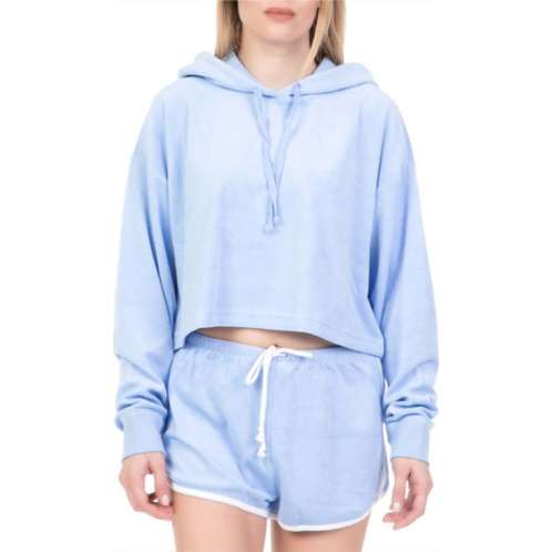 Juicy Couture terry cropped long sleeve hoodie in light blue