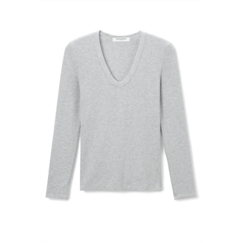 Perfectwhitetee robyn long sleeve tee in heather grey