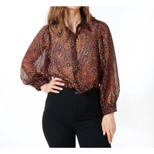 ESQUALO rewilding puff sleeve blouse in multi