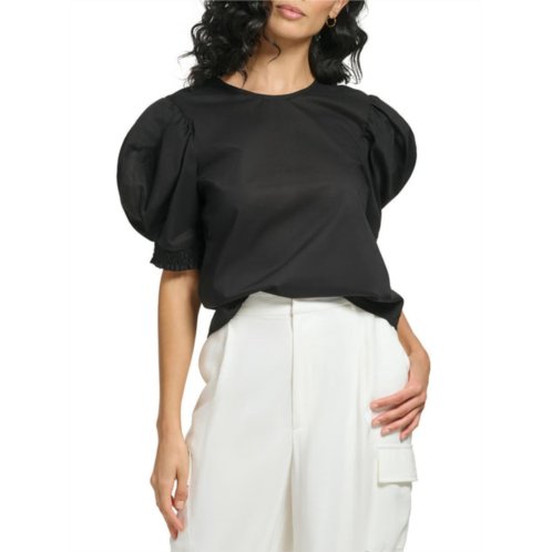DKNY womens puff sleeve solid blouse