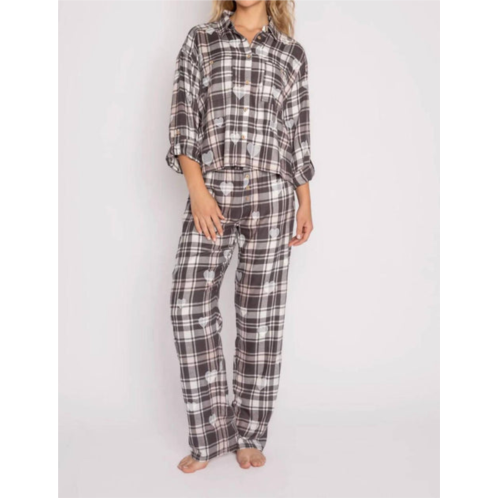 PJ Salvage mad for plaid pajama pant in charcoal
