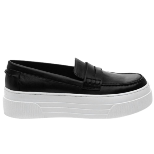 J/SLIDES womens ava leather slip on loafers in black