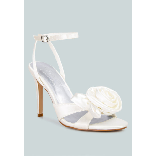Rag & Co chaumet white rose bow embellished sandals