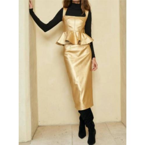 HUNTER BELL taylor skirt in gold faux leather
