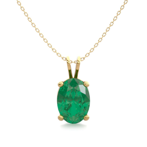 SSELECTS 3/4 carat oval shape emerald necklaces in 14 karat yellow gold over sterling silver, 18 inch chain