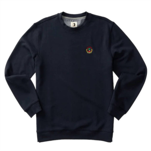 DUCK HEAD embroidered crest crewneck pullover in navy