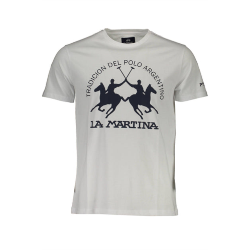 La Martina crisp cotton crew neck tee with logo mens print