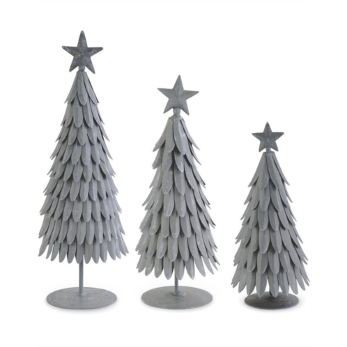 K&K Interiors set of 3 weathered metal trees with star tops