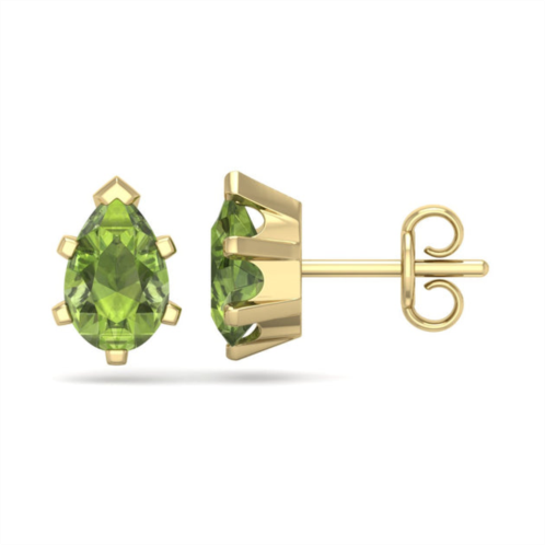 SSELECTS 1 3/4 carat pear shape peridot stud earrings in 14k yellow gold over sterling silver