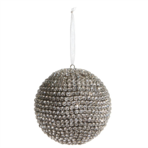 RAZ Imports 4.5 pave crystal ball ornament in silver