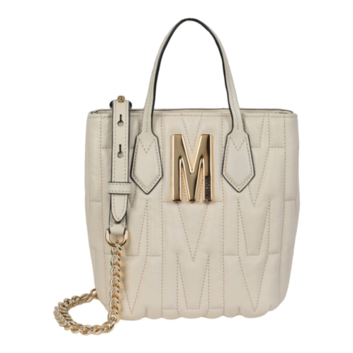 Moschino m logo quilted leather shoulder bag