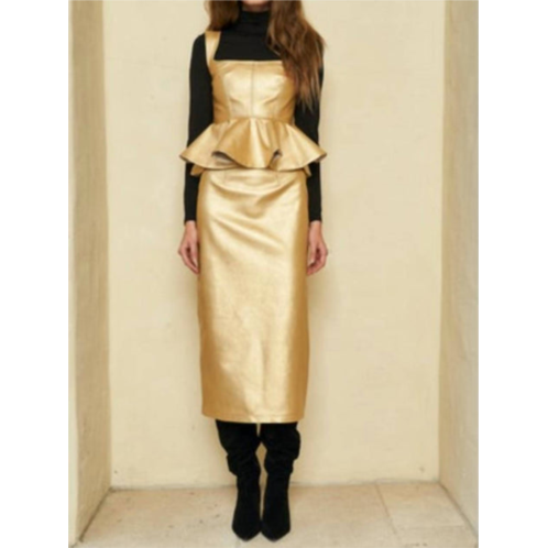 HUNTER BELL eliis top in gold faux leather