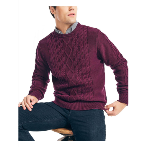 Nautica mens cotton ribbed trim crewneck sweater