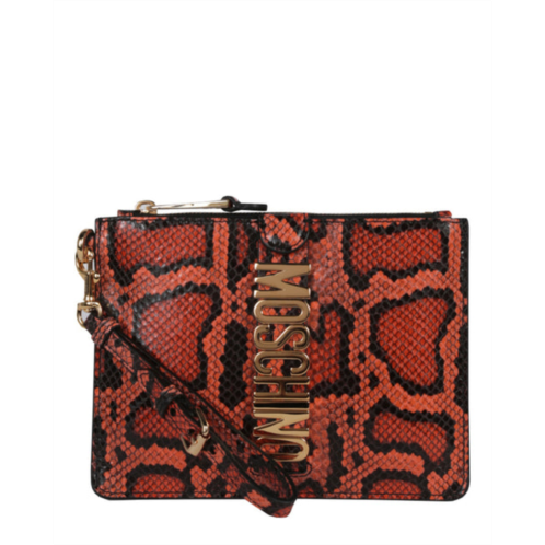 Moschino snakeskin-effect leather clutch
