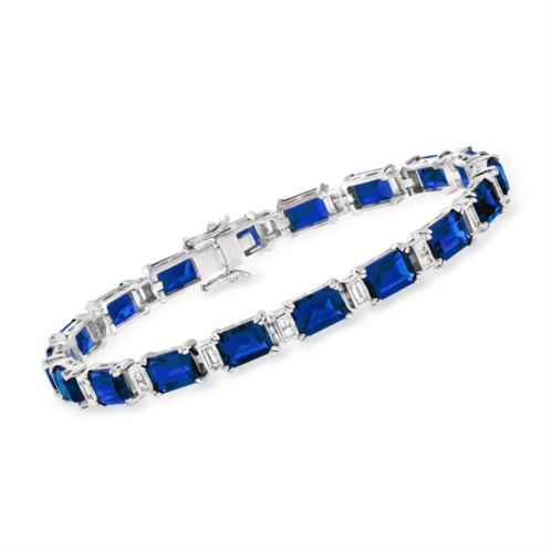 Ross-Simons simulated sapphire and . cz bracelet in sterling silver