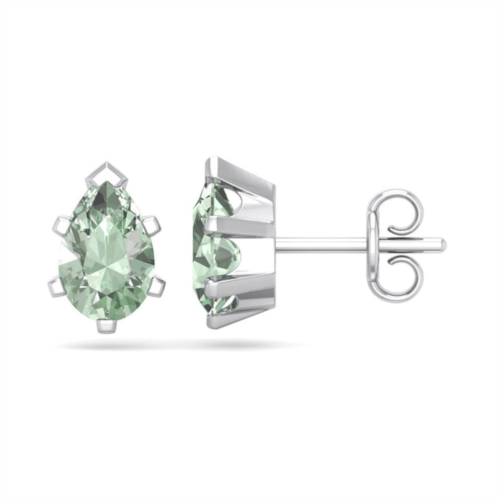 SSELECTS 1 1/2 carat pear shape amethyst stud earrings in sterling silver