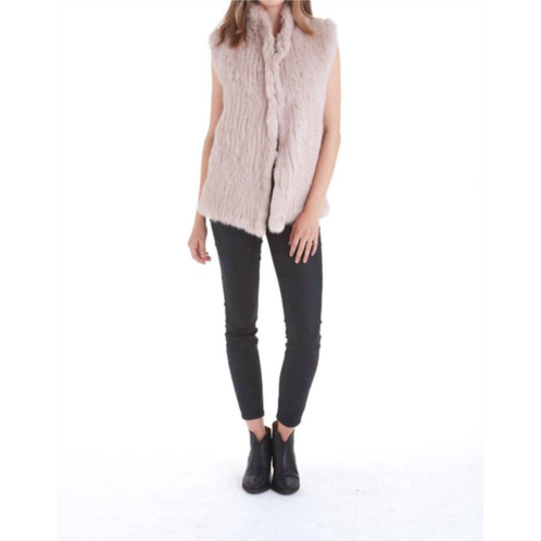 LOVE TOKEN eliza genuine real rabbit fur vest in blush