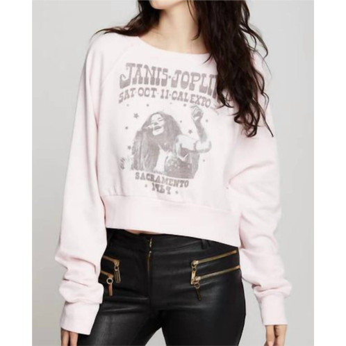 Recycled Karma janis joplin 1969 tour cropped sweatshirt in petal pink