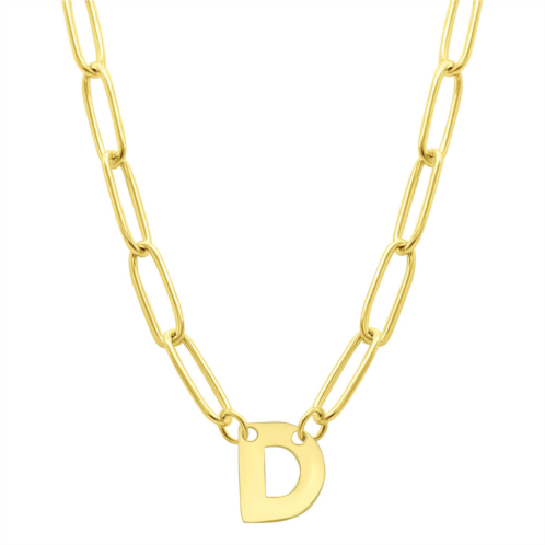 Adornia tarnish resistant 14k gold plated mini initial paperclip chain necklace