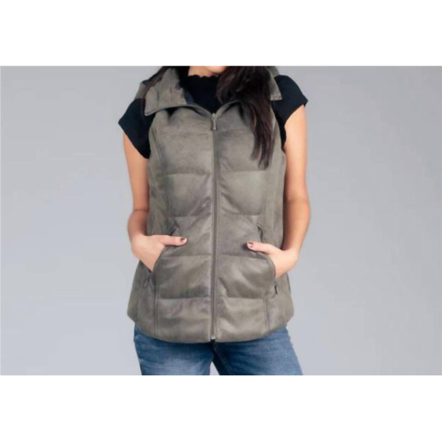 ANORAK distressed faux suede vest in olive