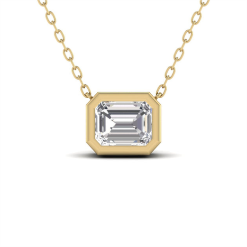 SSELECTS lab grown 1/2 carat emerald cut bezel set diamond solitaire pendant in 14k yellow gold