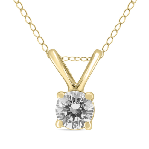 SSELECTS 1/3 carat solitaire round diamond pendant necklace with chain in 14k