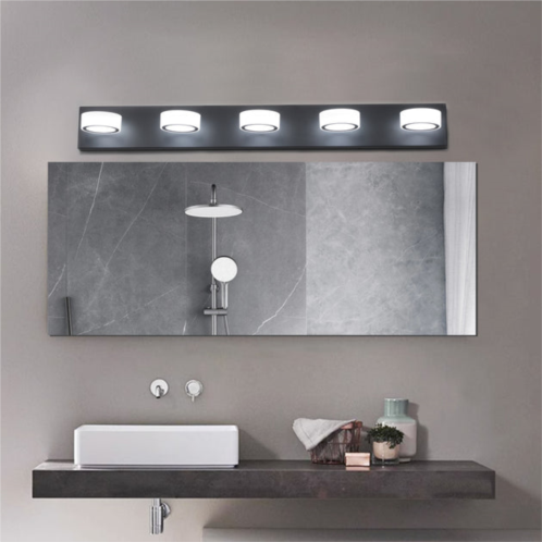 Simplie Fun led modern black 5-light vanity lights fixtures over mirror bath wall lighting