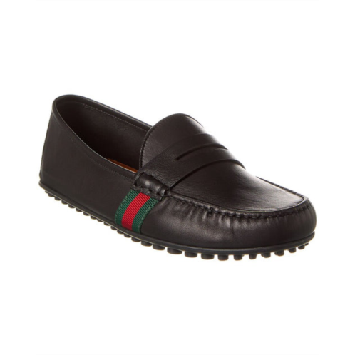 Gucci web leather driver