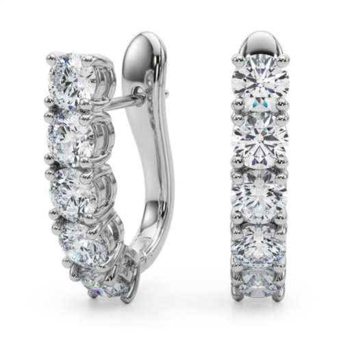 SSELECTS almost 3/4 carat tw omega back diamond hoop earrings in 14k white gold