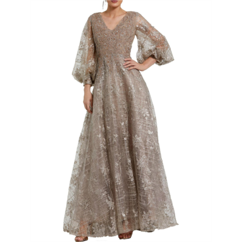 Mac Duggal womens lace embellished evening dress