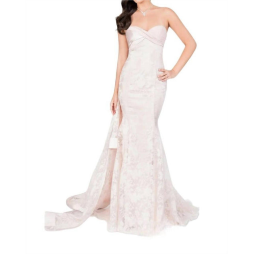 Terani Couture strapless patterned gown in blush