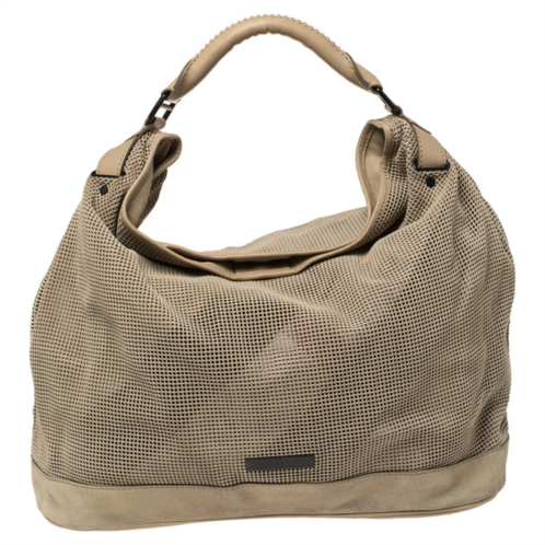 Burberry perforated suede and leather oversized hobo
