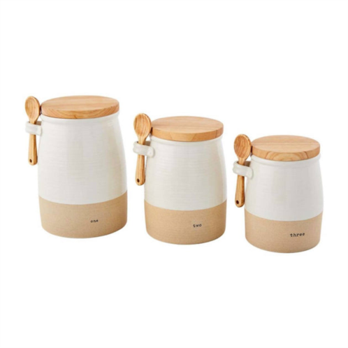 Mudpie stoneware canister set in white/natural
