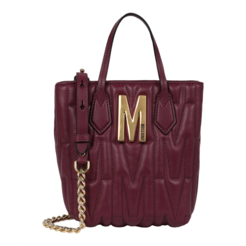 Moschino m logo quilted leather shoulder bag