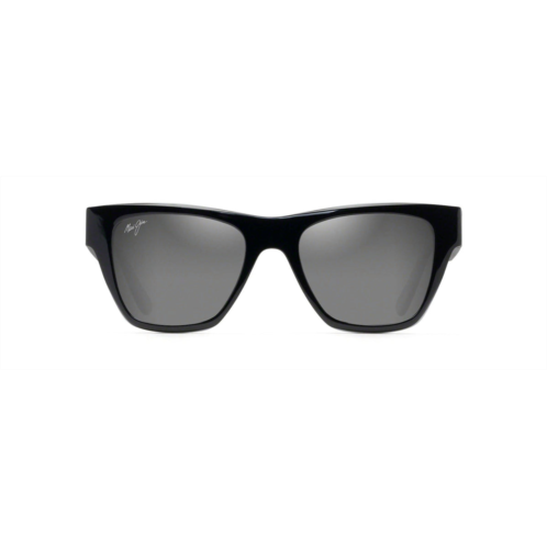 Maui Jim ekolu sport sunglasses in black and tan/dual mirror silver to black