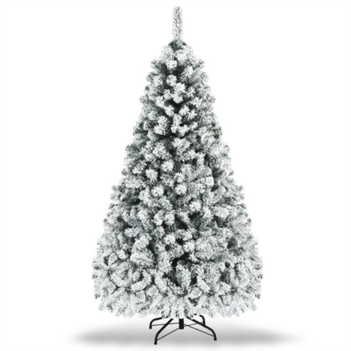 Hivvago pre-lit premium snow flocked hinged artificial christmas tree-6 ft
