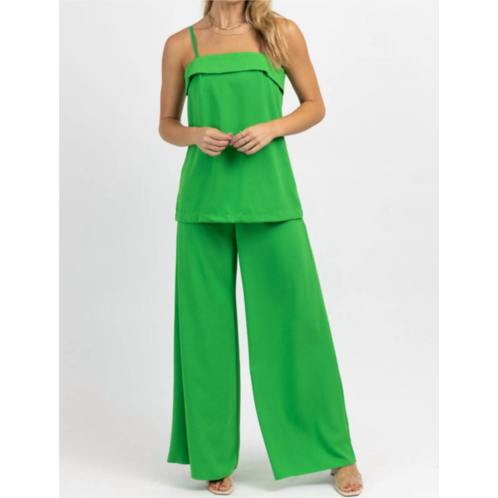 OLIVACEOUS tiki tank + trouser set in green