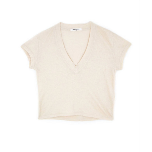 Perfectwhitetee womens alanis recycled v-neck tee in sand