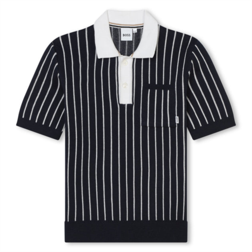 BOSS navy knitted polo