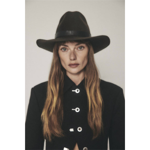 JANESSA LEONE raleigh fedora hat in dark brown