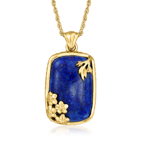 Ross-Simons lapis floral necklace in 18kt yellow gold over sterling