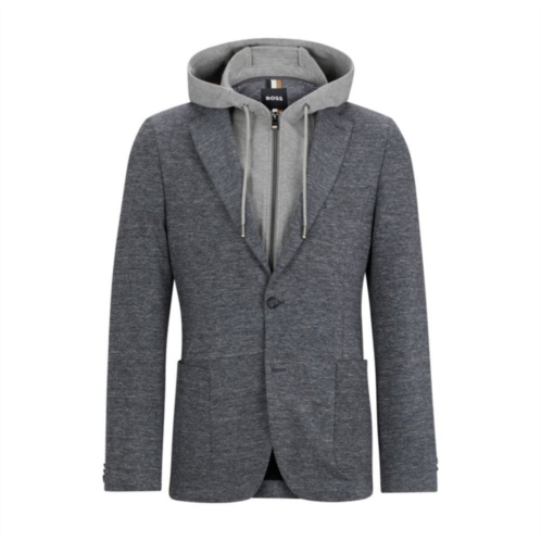 BOSS slim-fit jacket in stretch jersey with detachable hood