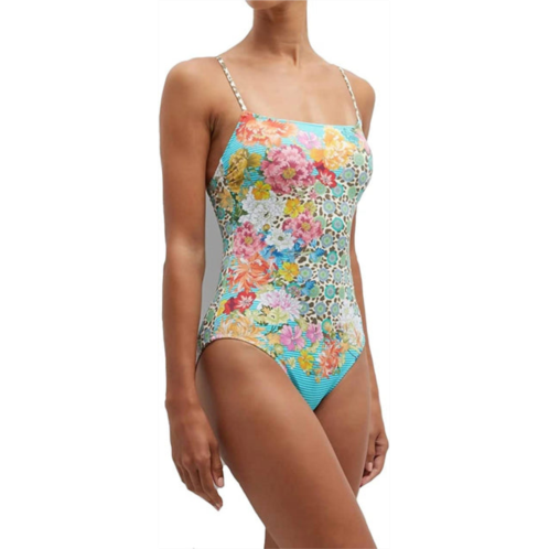 Johnny Was womens spaghetti strap one piece swimsuit in multi