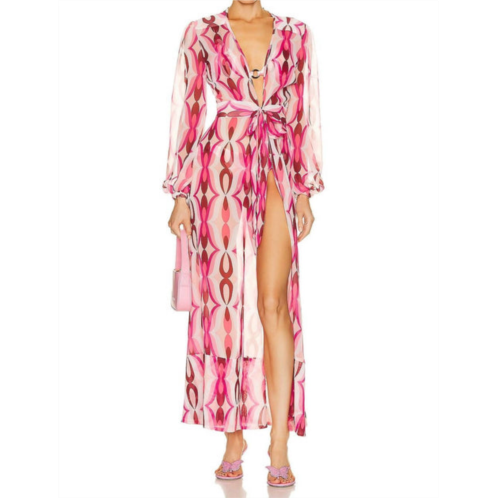 PatBo twist tie-front beach robe in flamant