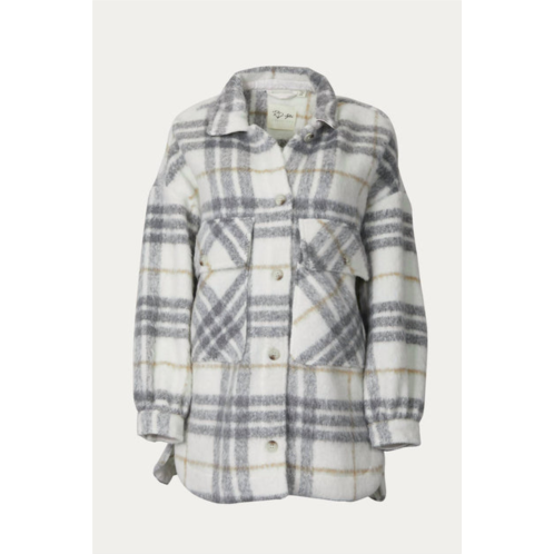 RD Style oversized checked shacket in grey cream