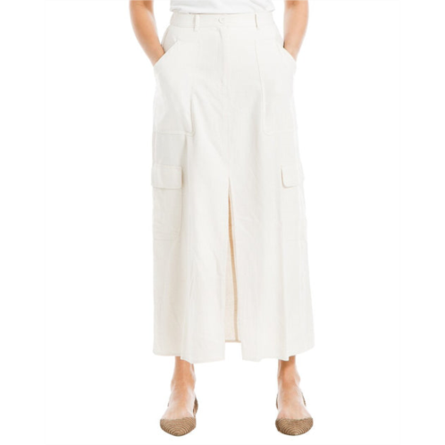 Max Studio long linen-blend cargo skirt