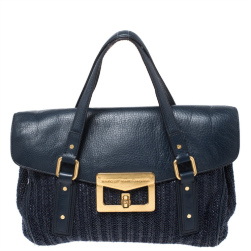 Marc by Marc Jacobs straw and leather flap satchel